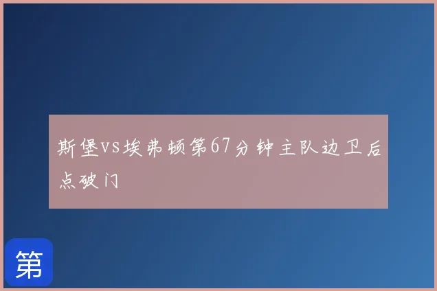 斯堡vs埃弗顿第67分钟主队边卫后点破门